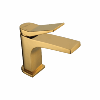 SINGLE LEVER BASIN MIXER WITH POPUP WASTE IN GOLD