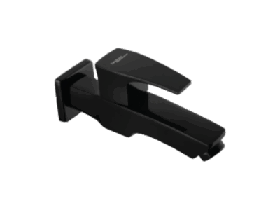 BIB COCK WITH WALL FLANGE IN CHROME BLACK