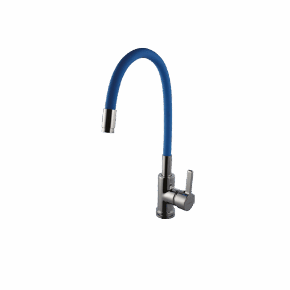 Brass Single Lever Sink Mixer With Flexible Spout (Blue)
