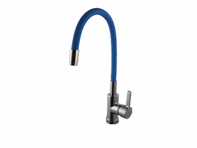 Brass Single Lever Sink Mixer With Flexible Spout (Blue)