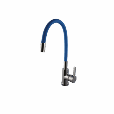 Brass Single Lever Sink Mixer With Flexible Spout (Blue)